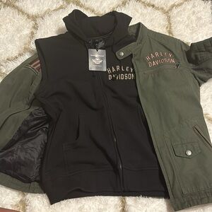 Harley-Davidson Denim Bomber-style Jacket & hoodie insert NWT